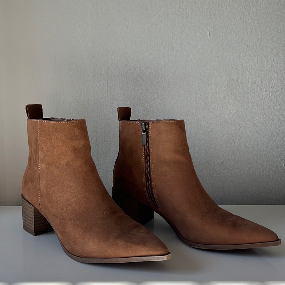 Brown suede ankle boots